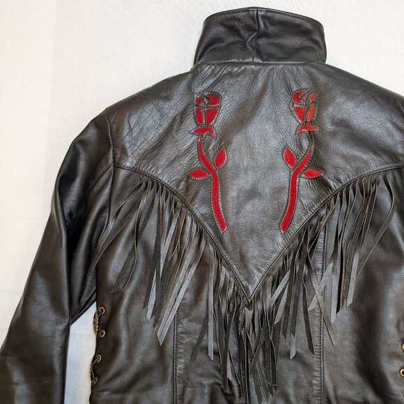 Vtg. 90s Leather Moto Jacket by PROTECH LEATHER APPAREL Made in USA - Picture 7 of 16